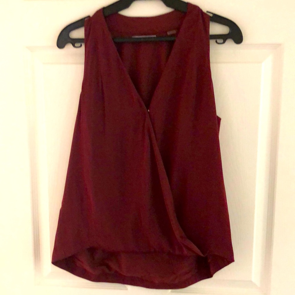 TART burgundy faux wrap shirt. Size M. EUC.